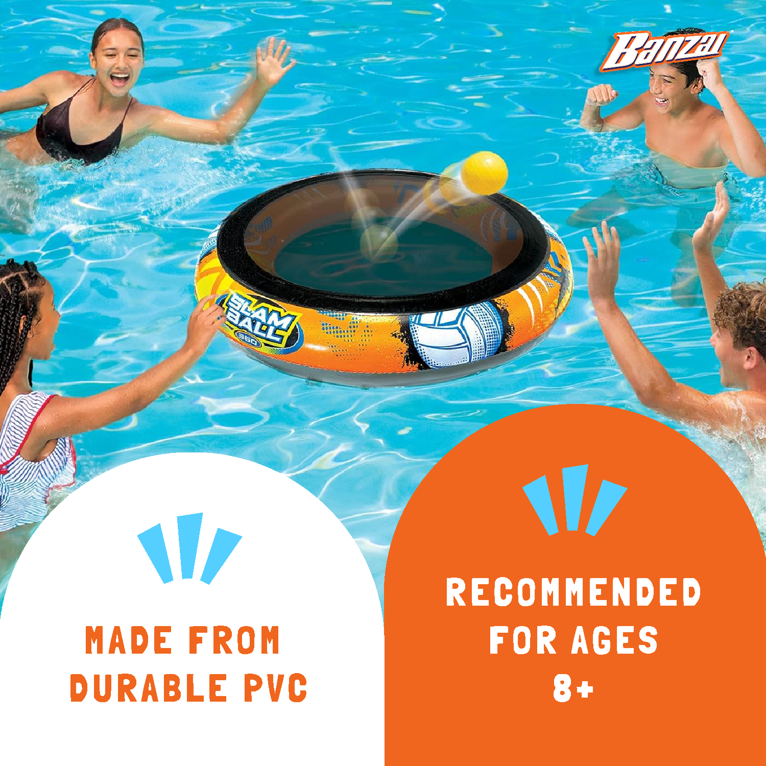 Banzai SLAM BALL 360 Inflatable Plastic High-Energy Pool or Lawn Game, Ages 8+ - VMInnovations