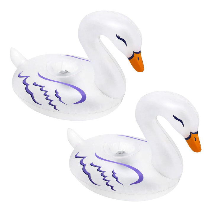 Banzai Party Swans Inflatable White Pool Lantern Lights, (2 Pack) (Open Box)