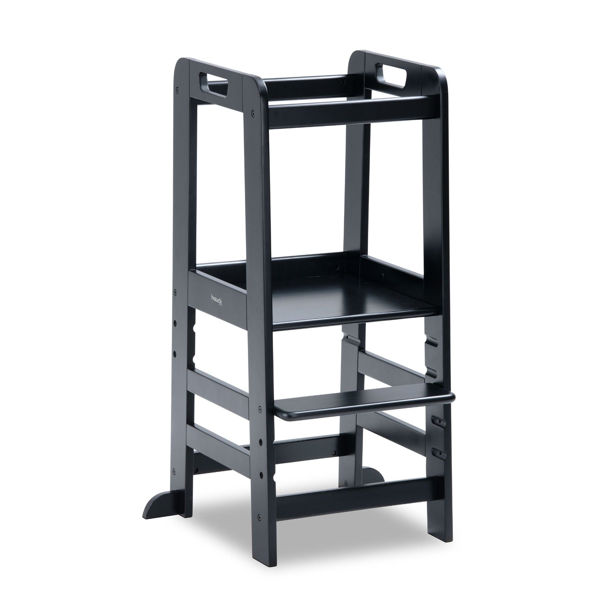 hauck Learn N Explore Montessori Toddler Tower, Wooden Kitchen Stool, Black - VMInnovations