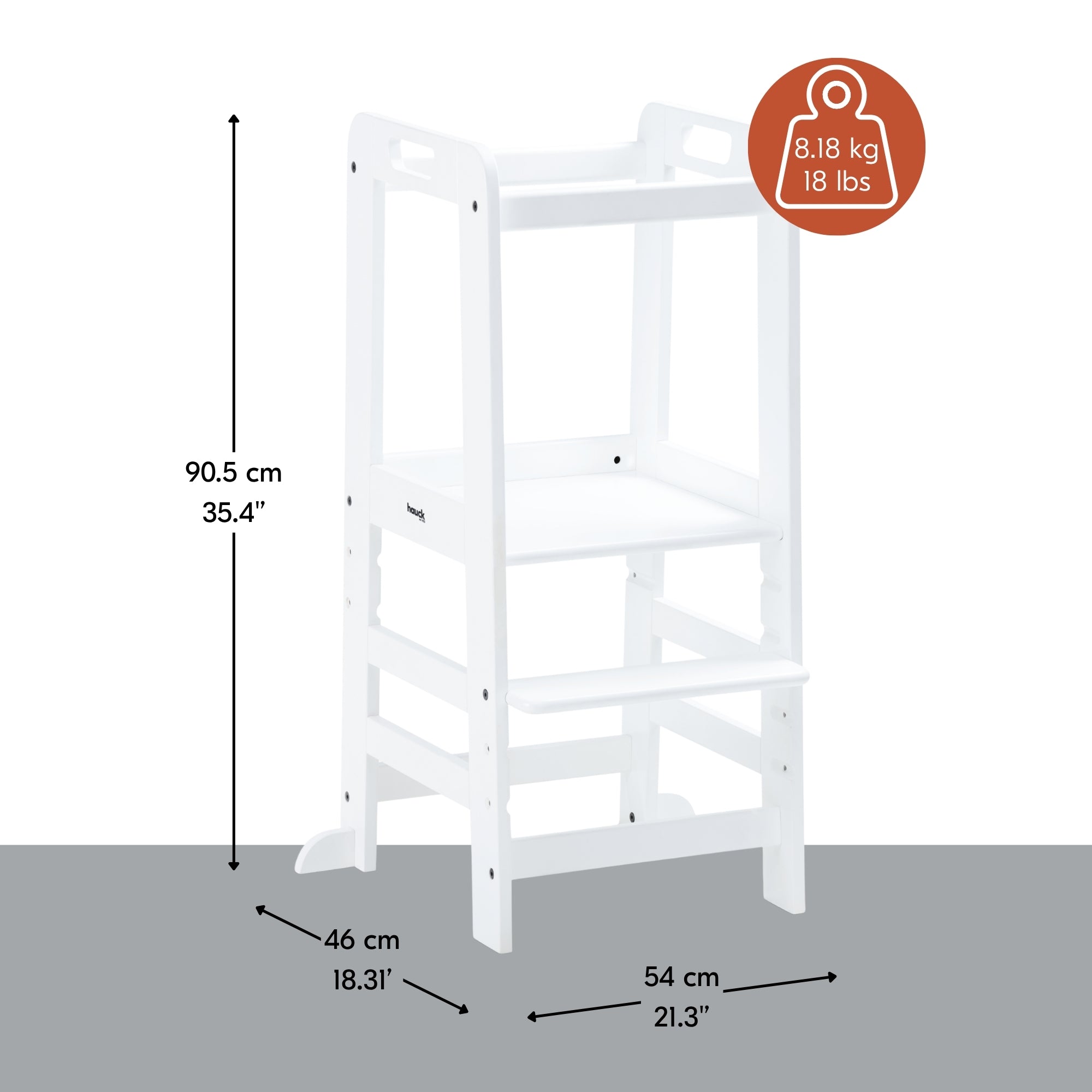 hauck Learn N Explore Montessori Toddler Tower, Wooden Kitchen Stool, White - VMInnovations
