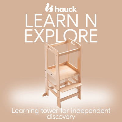 hauck Learn N Explore Montessori Toddler Tower, Wooden Kitchen Stool, Natural - VMInnovations