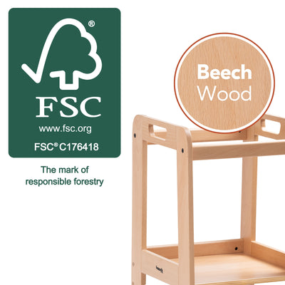 hauck Learn N Explore Montessori Toddler Tower, Wooden Kitchen Stool, Natural - VMInnovations