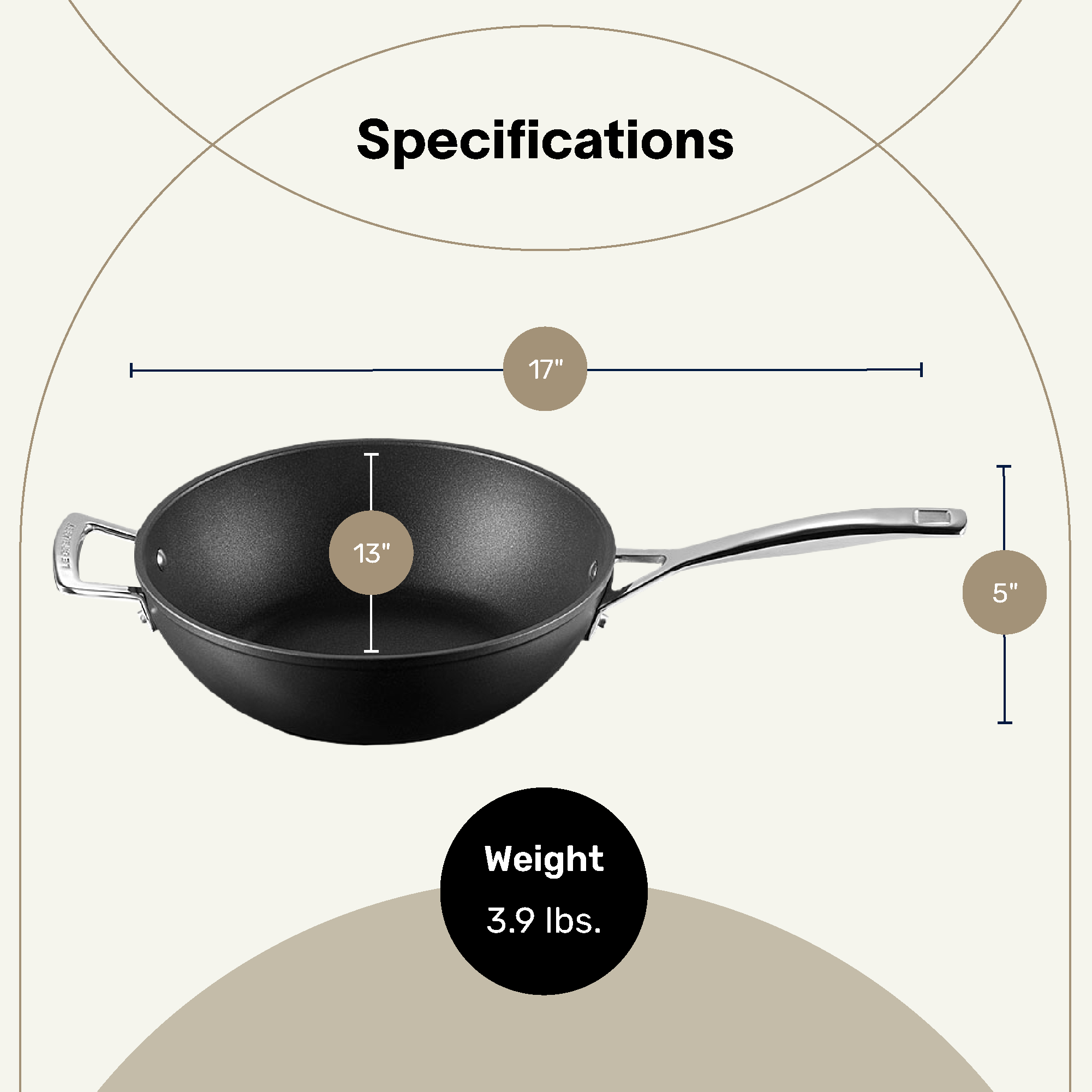 Calphalon Premier 13 Inch Hard Anodized MineralShield Nonstick Flat Wok Pan - VMInnovations