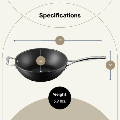 Calphalon Premier 13 Inch Hard Anodized MineralShield Nonstick Flat Wok Pan - VMInnovations