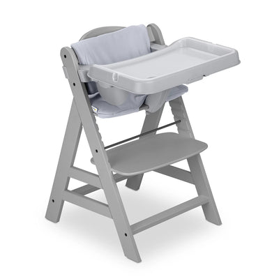 hauck Alpha+ Wooden High Chair with Tray and Safety Bar, Grey