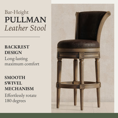 Maven Lane Bar Stool in Walnut Finish w/Marksman Saddle Vegan Leather(For Parts) - VMInnovations