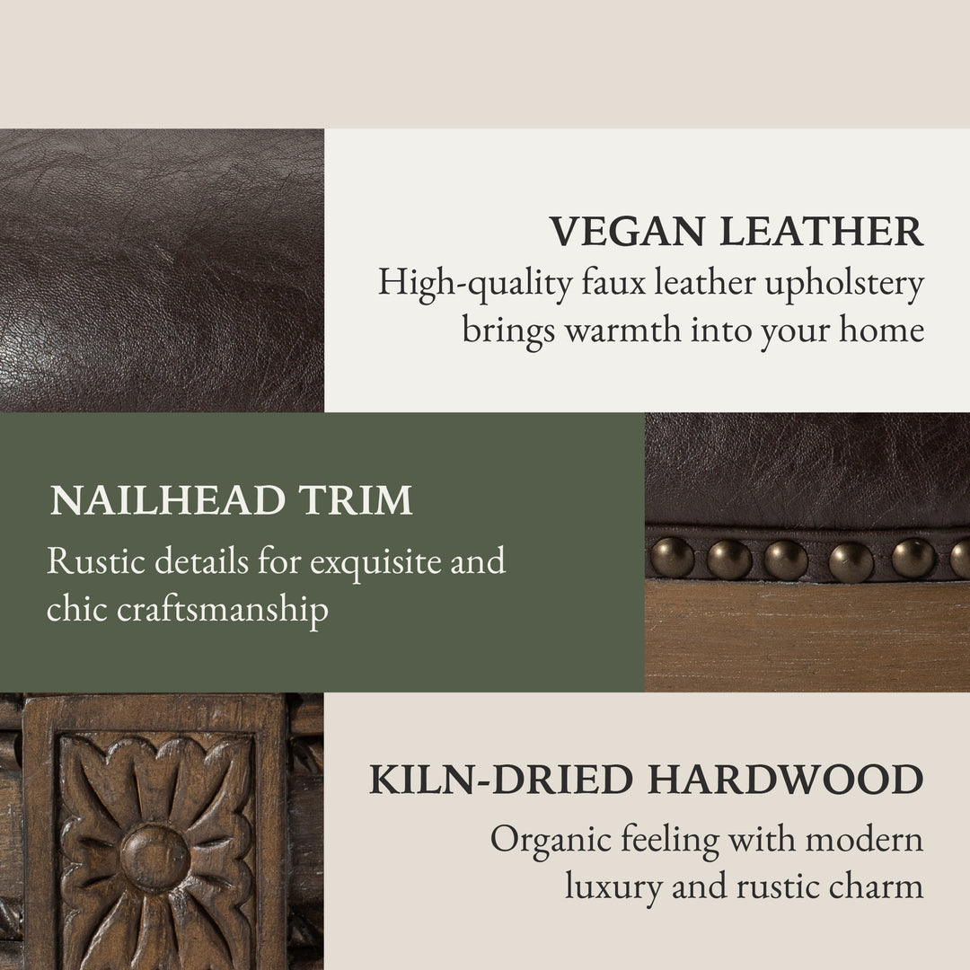 Maven Lane Bar Stool in Walnut Finish w/Marksman Saddle Vegan Leather (Used) - VMInnovations