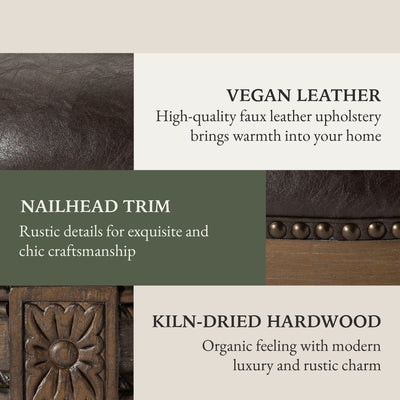 Maven Lane Bar Stool in Walnut Finish w/Marksman Saddle Vegan Leather(For Parts) - VMInnovations