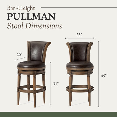 Maven Lane Bar Stool in Walnut Finish w/Marksman Saddle Vegan Leather(For Parts) - VMInnovations