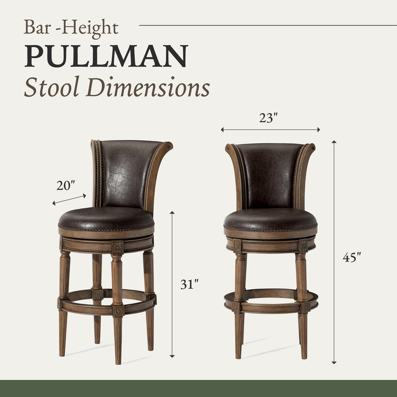 Maven Lane Bar Stool in Walnut Finish w/Marksman Saddle Vegan Leather(For Parts)