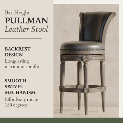 Maven Lane Bar Stool in Reclaimed Oak Finish w/Stone Vegan Leather(For Parts) - VMInnovations