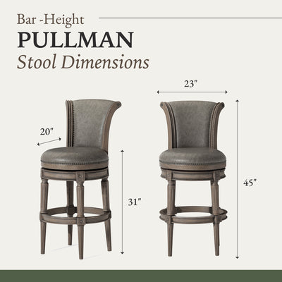 Maven Lane Bar Stool in Reclaimed Oak Finish w/ Ronan Stone Vegan Leather (Used)