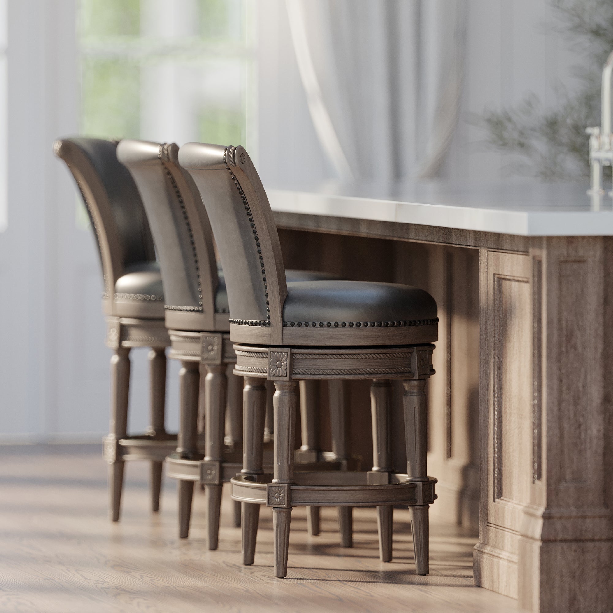 Maven Lane Stool in Reclaimed Oak Finish w/ Ronan Stone Vegan Leather(For Parts) - VMInnovations