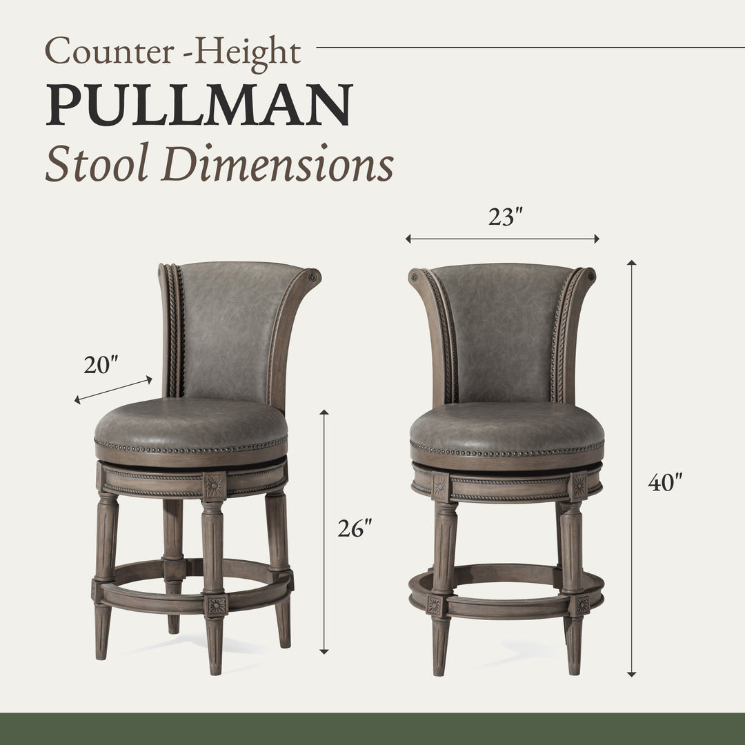 Maven Lane Counter Stool Reclaimed Oak Finish RonanStone Vegan Leather(Open Box)
