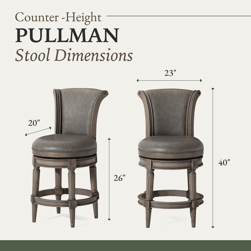 Maven Lane Pullman Counter Stool in Reclaimed Oak Finish w/ Ronan Stone Vegan Leather