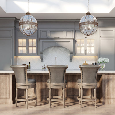 Maven Lane Stool in Reclaimed Oak Finish w/ Ronan Stone Vegan Leather(For Parts) - VMInnovations