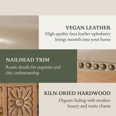Maven Lane Bar Stool in Weathered Oak Finish w/ Avanti Bone Vegan Leather (Used) - VMInnovations