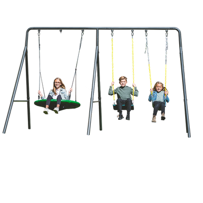 gobaplay Adventure Kids Swing Set, Outdoor Playground with Frame and Swings