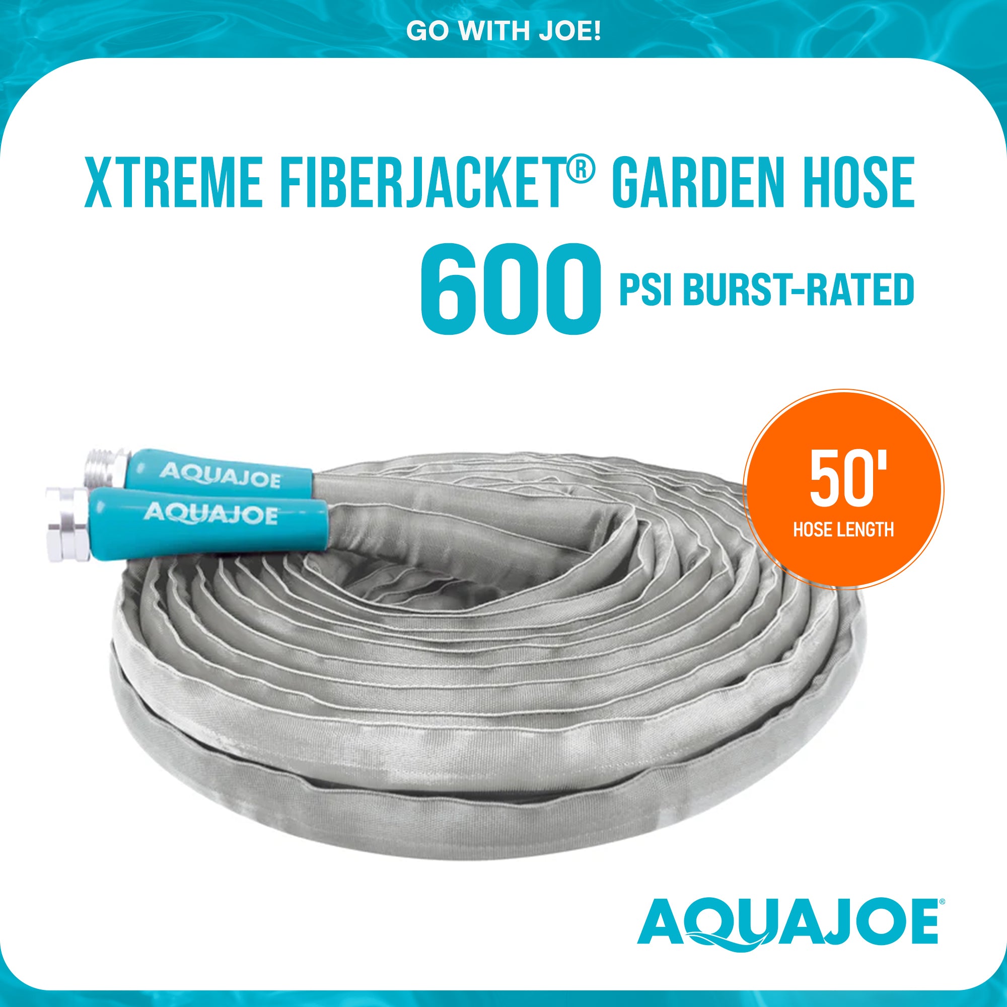 Aqua Joe Xtreme FiberJacket Garden Hose, Kink-Resistant, 50' x 1/2" (Used)