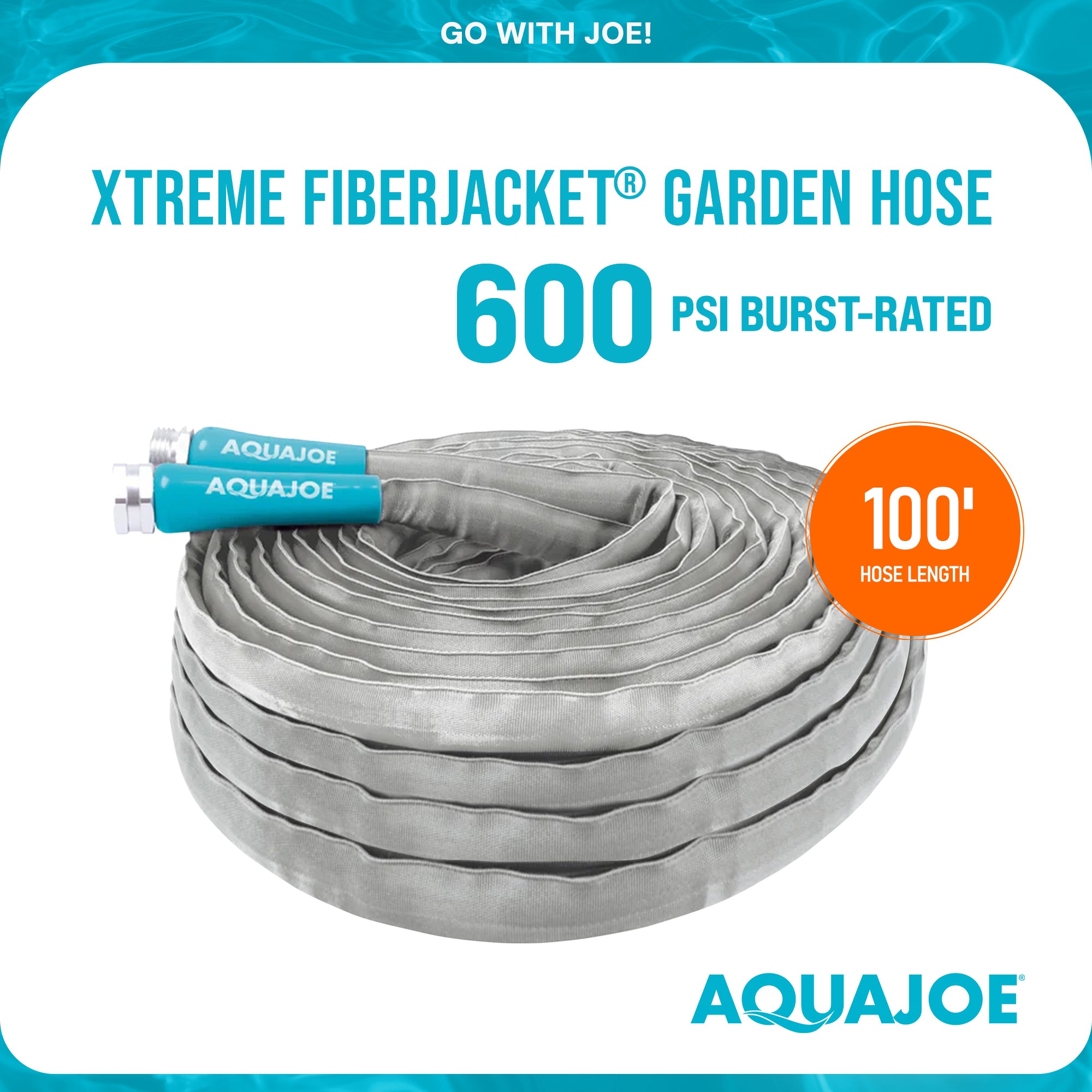 Aqua Joe Xtreme FiberJacket Garden Hose, Kink-Resistant, 100' x 1/2" (Open Box)