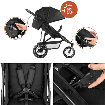 hauck Stroller Rapid 3 Air Reclining Seat, Compact Stroller, Air Tires(Open Box)