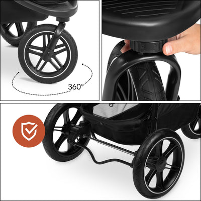 hauck Stroller Rapid 3 Air Reclining Seat, Compact Stroller, Air Tires(Open Box)