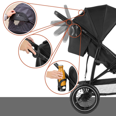 hauck Stroller Rapid 3 Air Reclining Seat, Compact Stroller, Air Tires(Open Box)