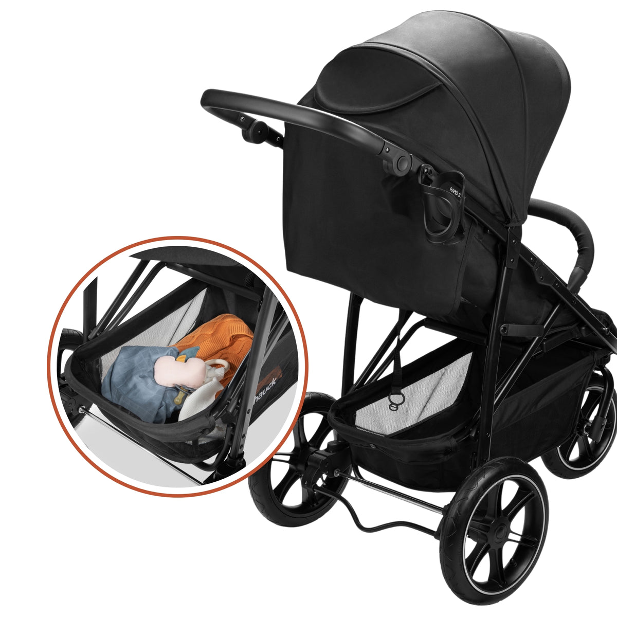 hauck Stroller Rapid 3 Air Reclining Seat, Compact Stroller, Air Tires(Open Box)