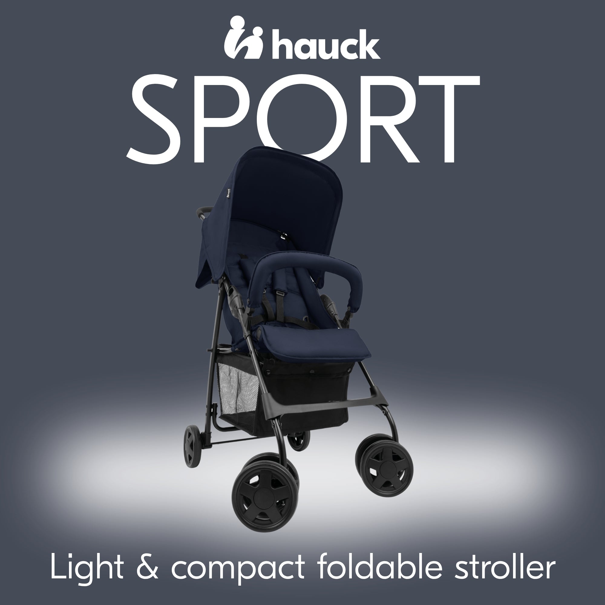 hauck Sport T13 Lightweight Compact Foldable Stroller Push Chair, Dark Blue - VMInnovations