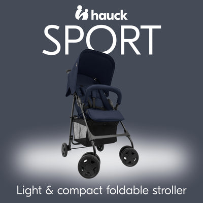 hauck Sport T13 Lightweight Compact Foldable Stroller Push Chair, Dark Blue - VMInnovations