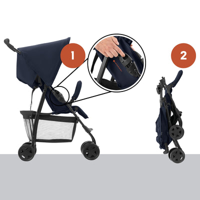 hauck Sport T13 Lightweight Compact Foldable Stroller Push Chair, Dark Blue - VMInnovations