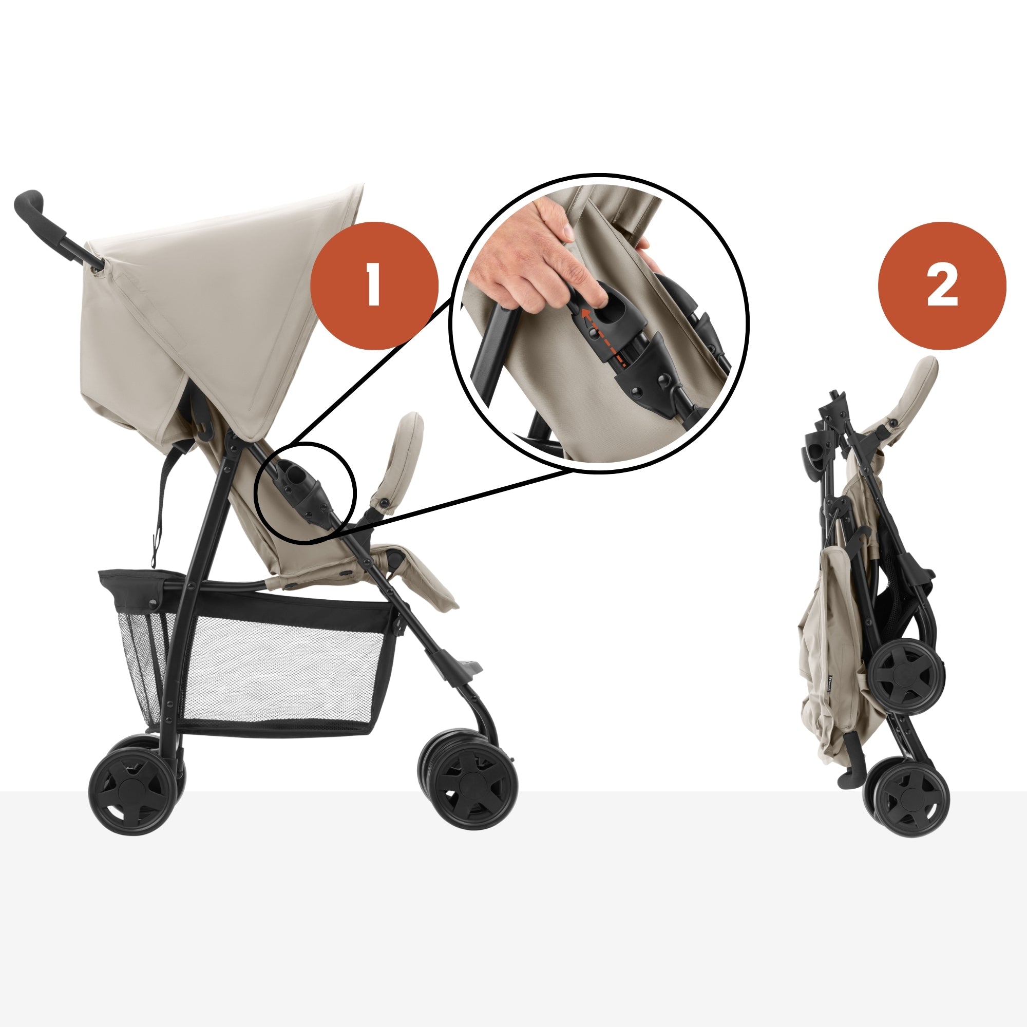 hauck Sport T13 Lightweight Compact and Foldable Stroller, Push Chair, Beige
