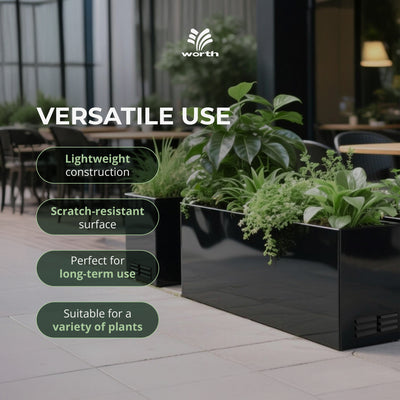 Worth Metal Planter Box with Insert Plate & Drain Holes, 30" Long, (Open Box) - VMInnovations