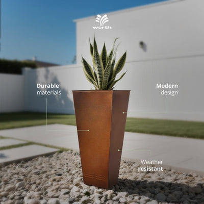 Worth 2 Pack 28" Tall Large Metal Planter, Tapered Steel Flower Pots (Open Box)