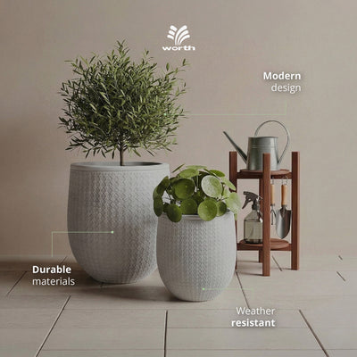 Worth 12" Round Planter, Lightweight Magnesium Oxide Cement Plant Pot (Open Box)