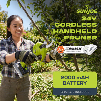 Sun Joe 24V Cordless Handheld Pruner with Battery and Charger, 80W (Open Box) - VMInnovations