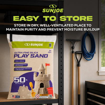 Sun Joe Ultra Fine Silica Play Sand for Sandboxes and Sensory Tables, 50 lbs, PLYSAND50 - VMInnovations