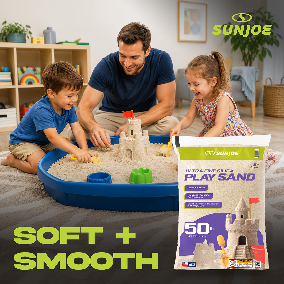 Sun Joe Ultra Fine Silica Play Sand for Sandboxes and Sensory Tables, 50 lbs, PLYSAND50 - VMInnovations