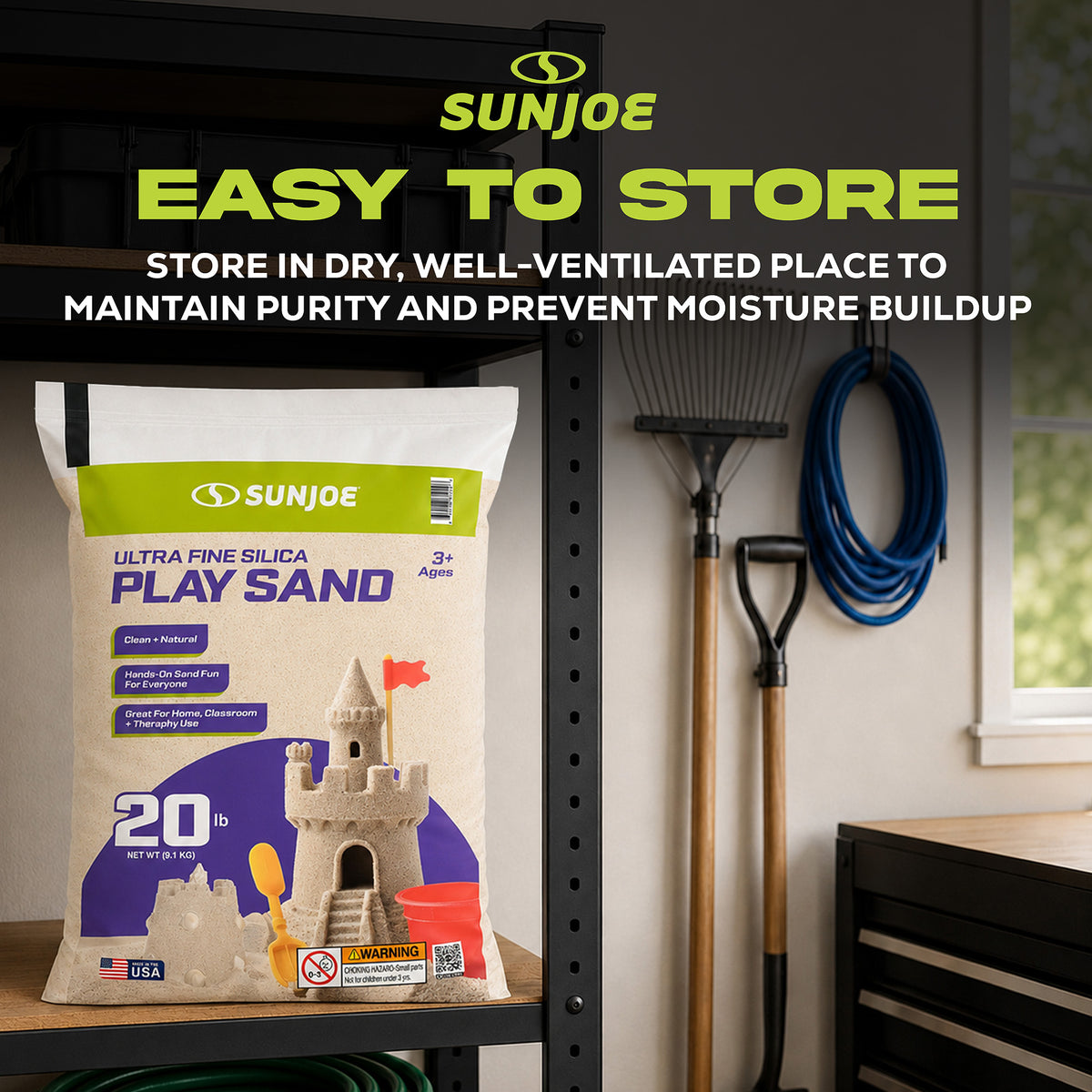 Sun Joe Ultra Fine Silica Play Sand for Sandboxes and Sensory Tables, 20lb, PLYSAND20