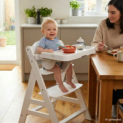 hauck Alpha+ Adjustable Booster High Chair and High Chair Tray Table, White - VMInnovations