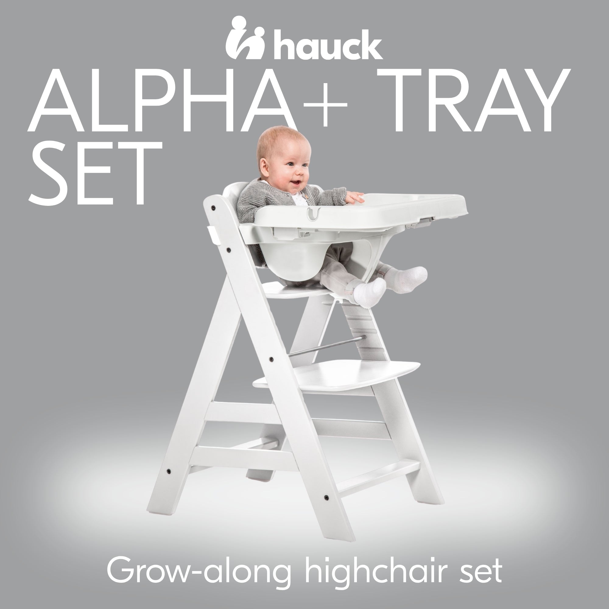 hauck Alpha+ Adjustable Booster High Chair and High Chair Tray Table, White - VMInnovations