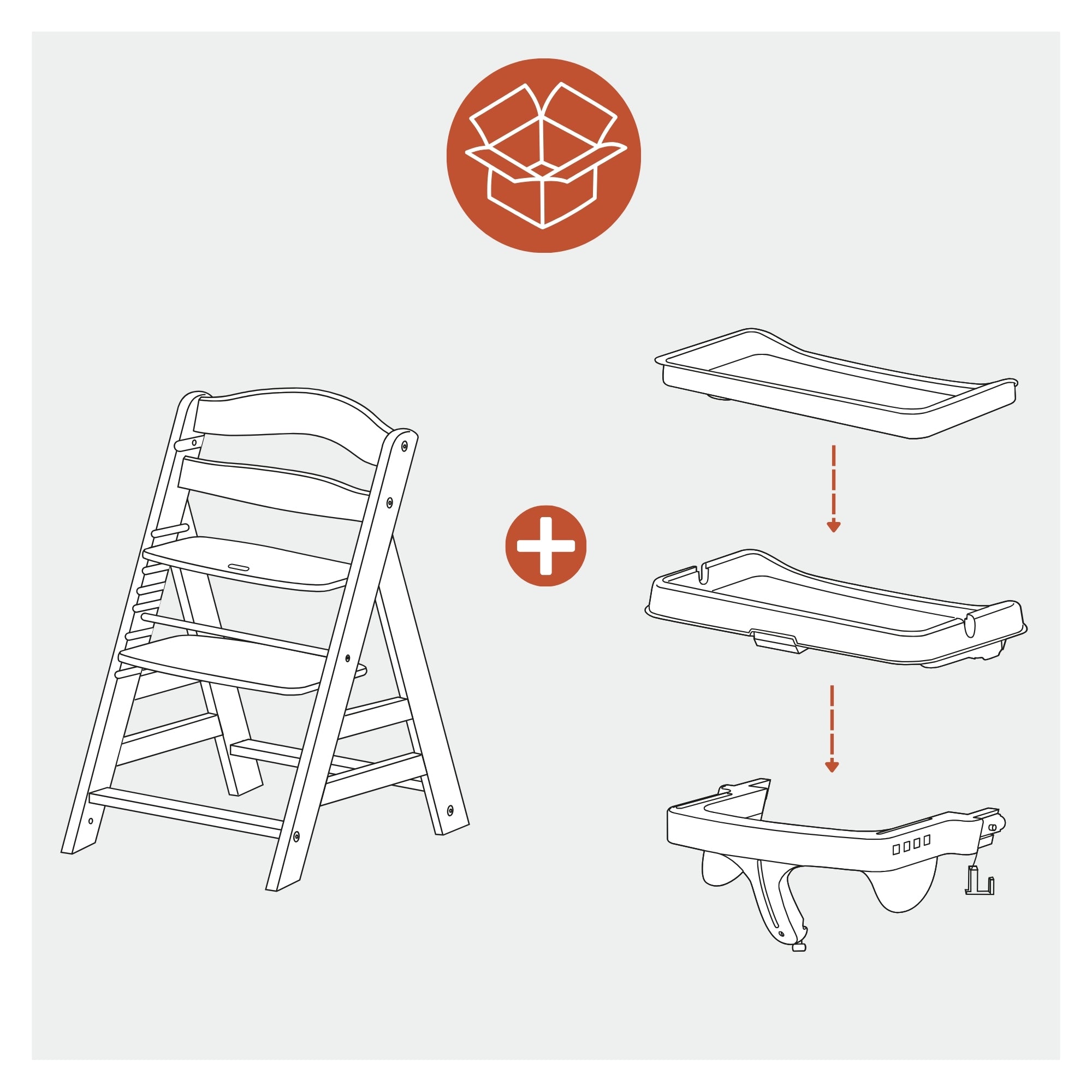 hauck Alpha+ Adjustable Booster High Chair and High Chair Tray Table, White - VMInnovations