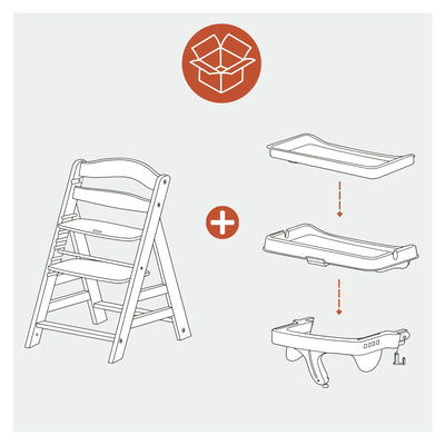 hauck Alpha+ Adjustable Booster High Chair and High Chair Tray Table, White - VMInnovations