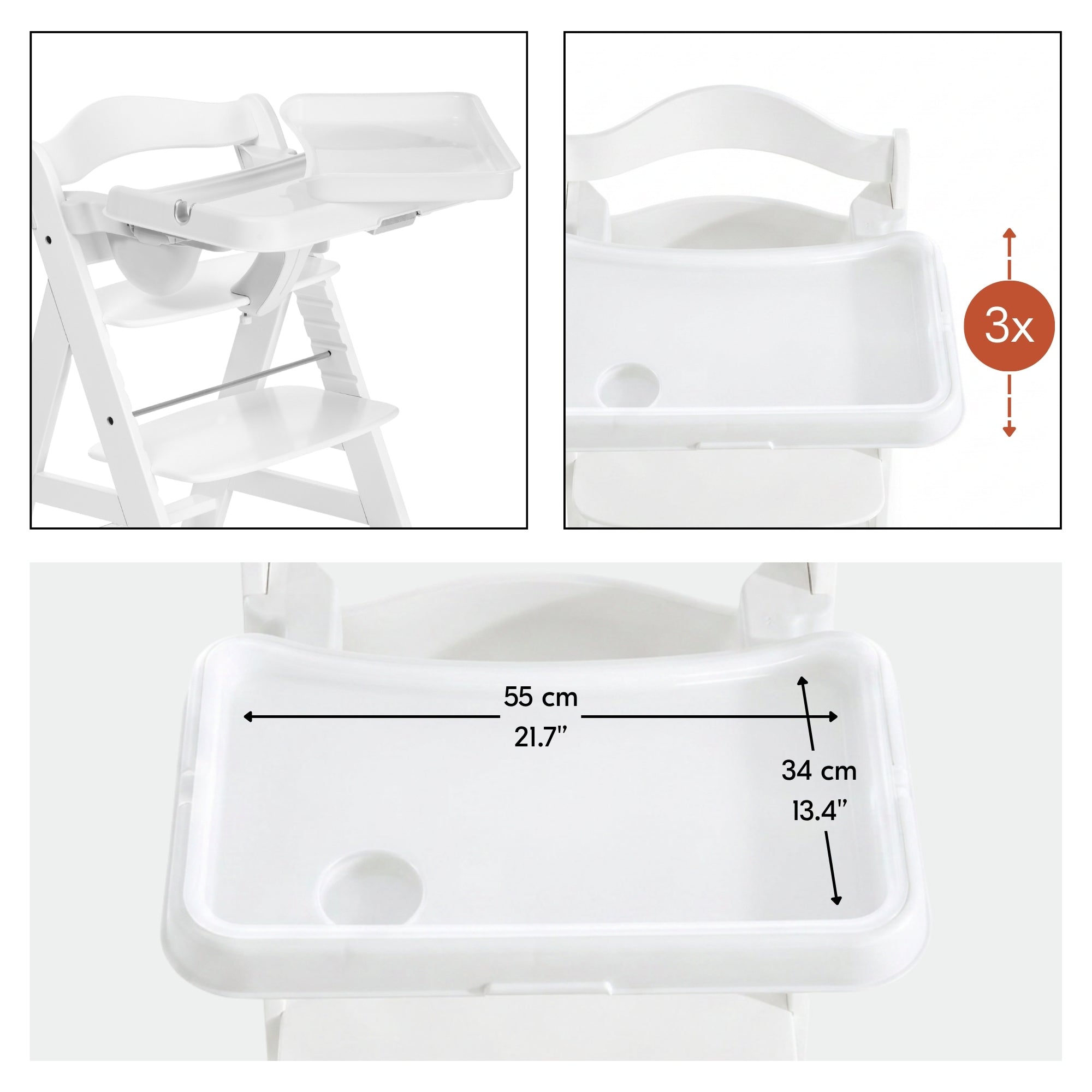 hauck Alpha+ Adjustable Booster High Chair and High Chair Tray Table, White - VMInnovations