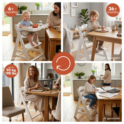 hauck Alpha+ Adjustable Booster High Chair and High Chair Tray Table, White - VMInnovations