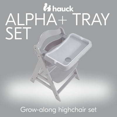 hauck Alpha+ Adjustable Booster High Chair and High Chair Tray Table, Grey - VMInnovations