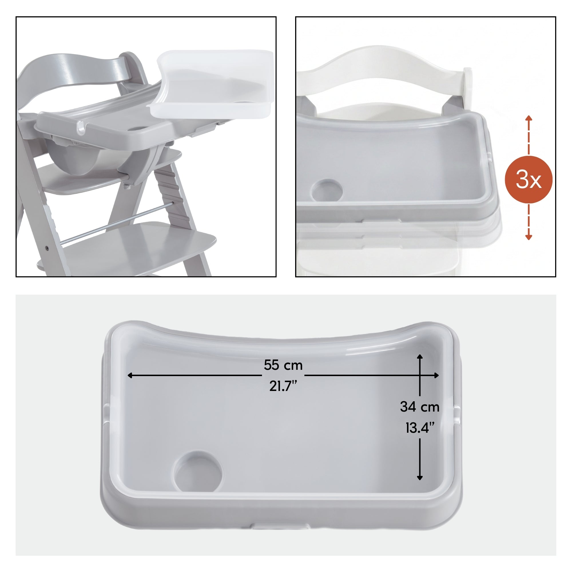 hauck Alpha+ Adjustable Booster High Chair and High Chair Tray Table, Grey - VMInnovations