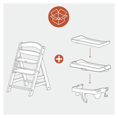 hauck Alpha+ Adjustable Booster High Chair and High Chair Tray Table, White - VMInnovations