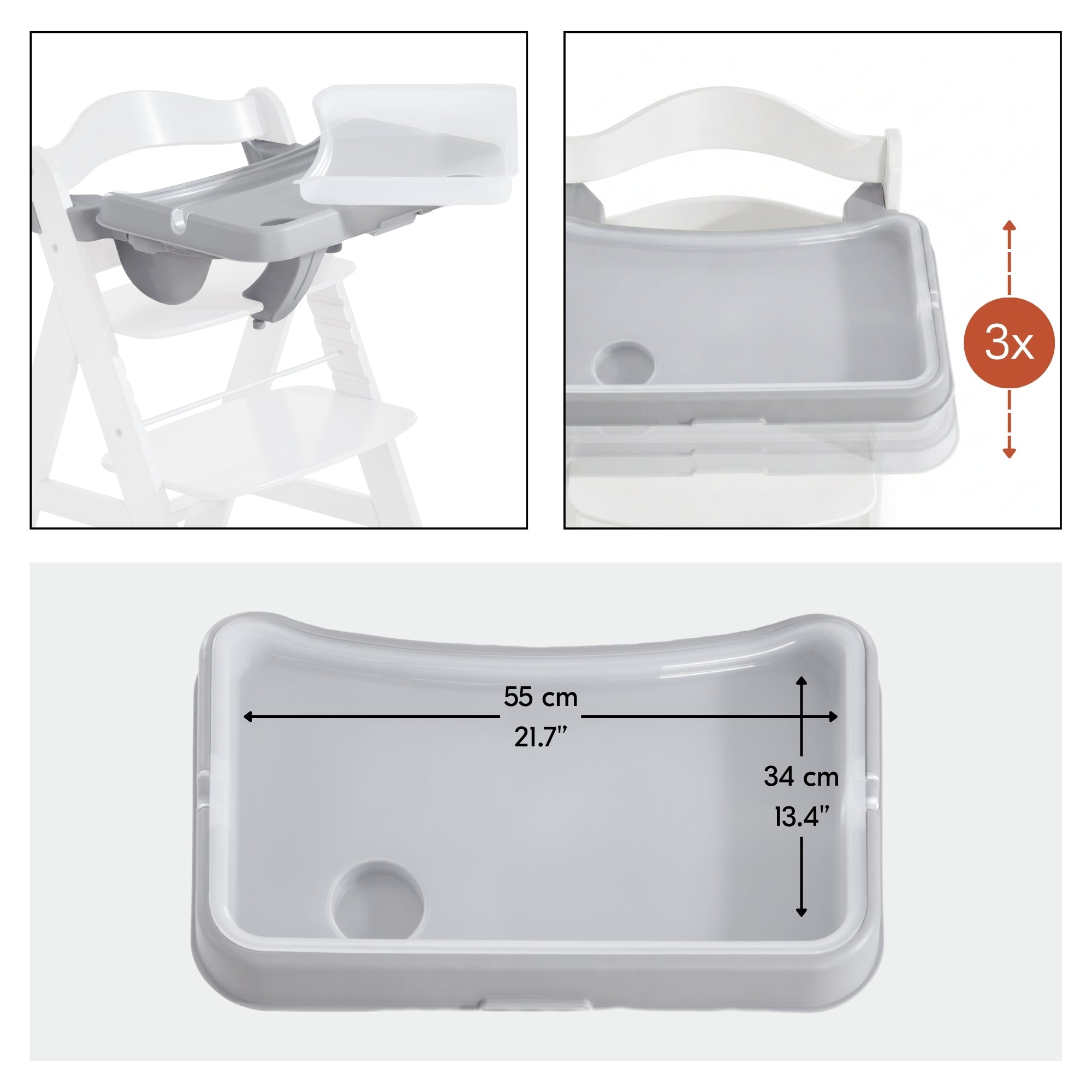 hauck Alpha+ Adjustable Booster High Chair and High Chair Tray Table, Grey - VMInnovations