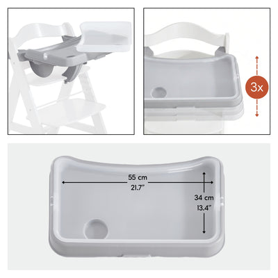 hauck Alpha+ Adjustable Booster High Chair and High Chair Tray Table, Grey - VMInnovations